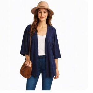 LULAROE Blue Floral Open Front Cardigan Kimono Size Small